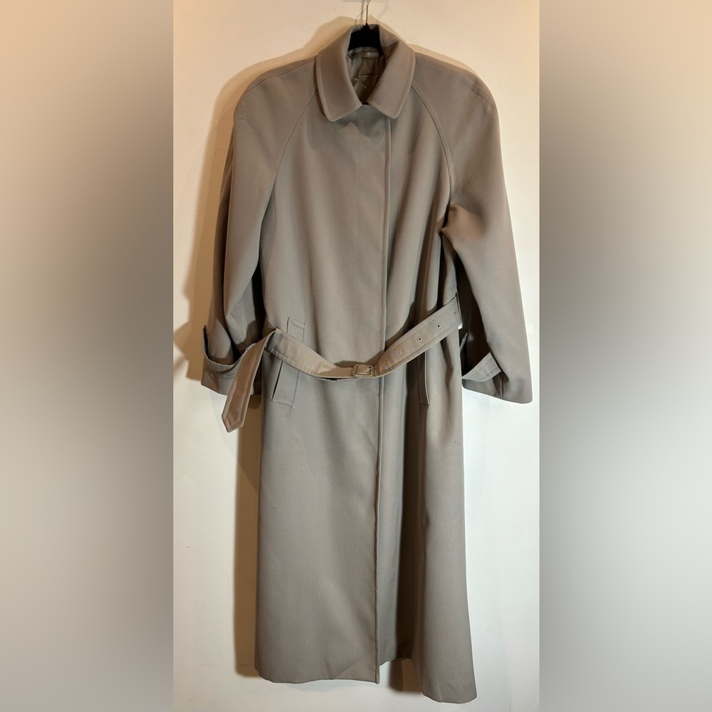 AQUASCUTUM SZ 6 UK Wool Raglan Sleeve Back Slit Belt Trench Coat with Pockets